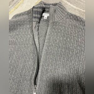 Calvin Klein Men’s Gray Full Zip Knit Sweater | Small